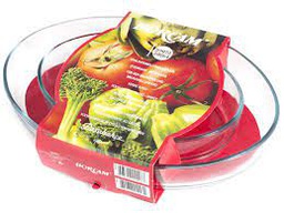 SET DE 2 PLATS A FOUR OVALES EN VERRE